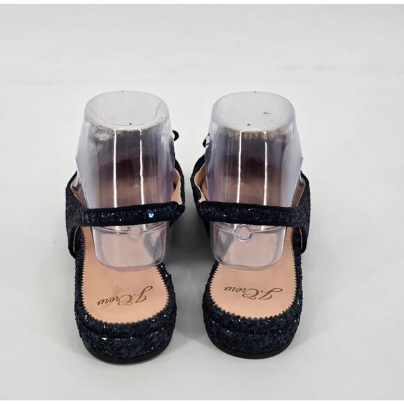 J.Crew Navy Glitter Gwen Slingback Flats with Studded Bow – Size 8 - Picture 4 of 8